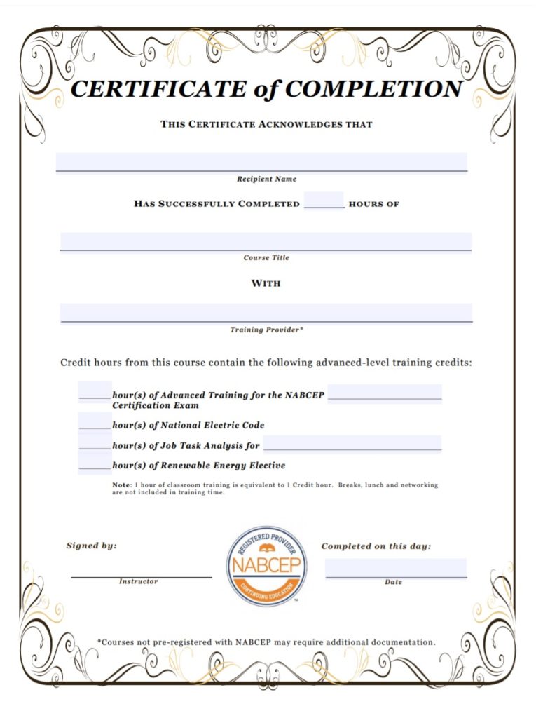 sample certificate of completion template