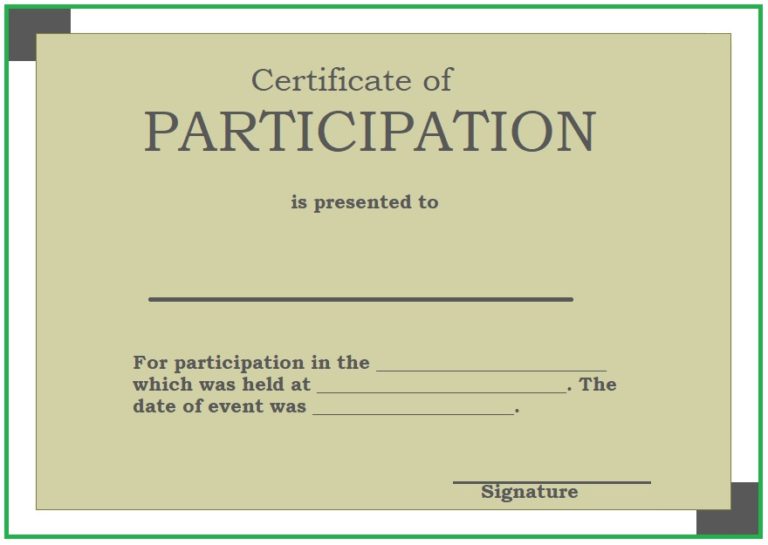 Certificate of Participation Template | Free Word Templates