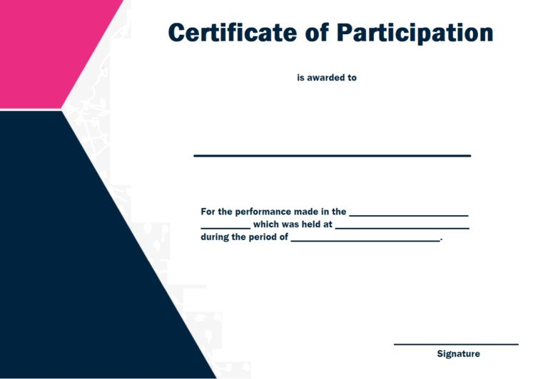 Certificate Of Participation Template Free Word Templates 9443