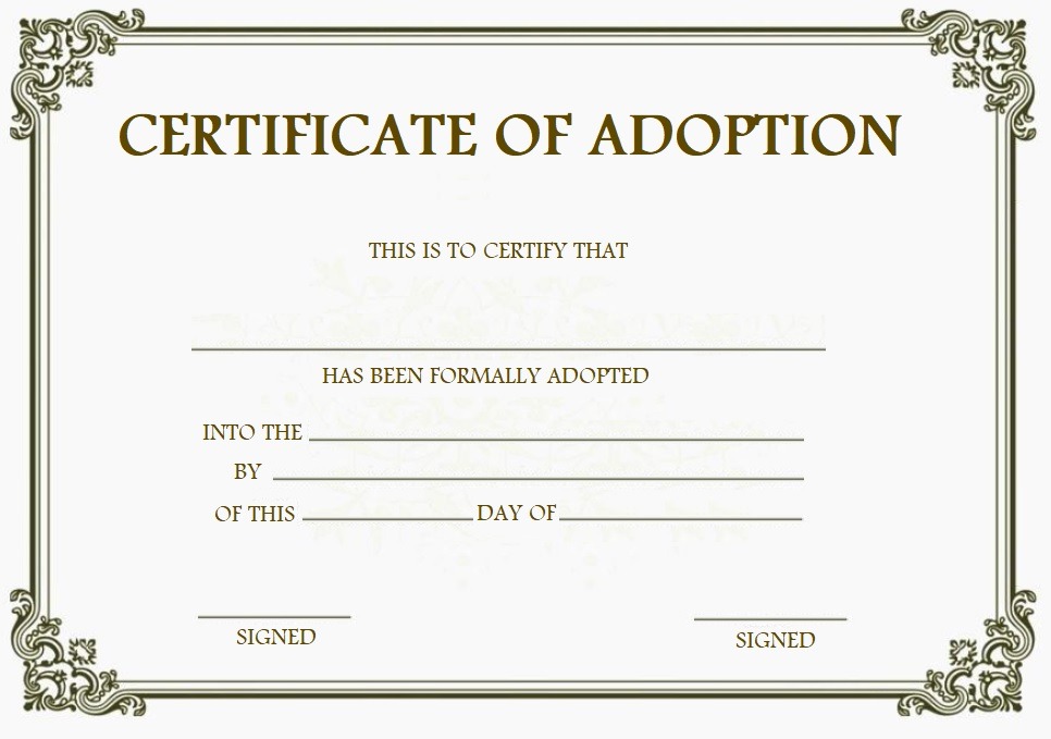 adoption certificate template