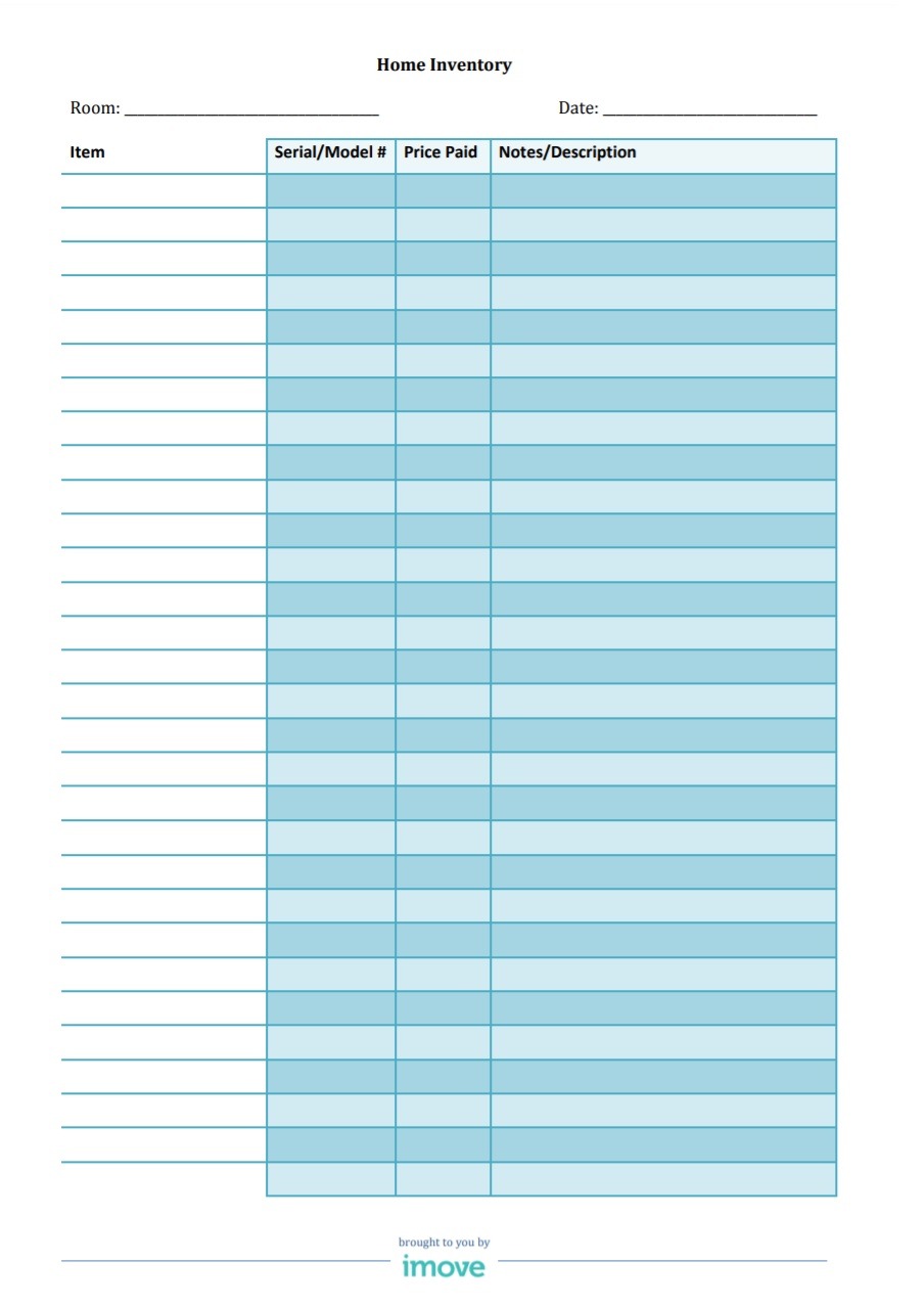 Home Inventory Template Free Word Templates   Blank Home Inventory Template 