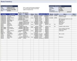 Home Inventory Template | Free Word Templates