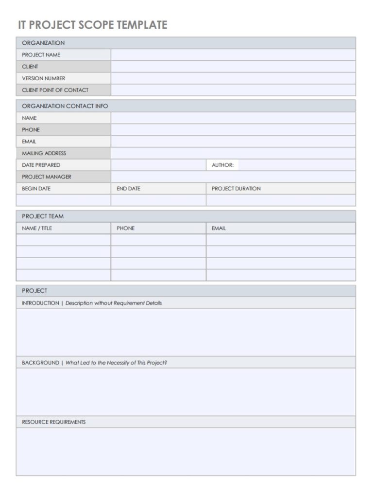 Project Scope Templates | Free Word Templates