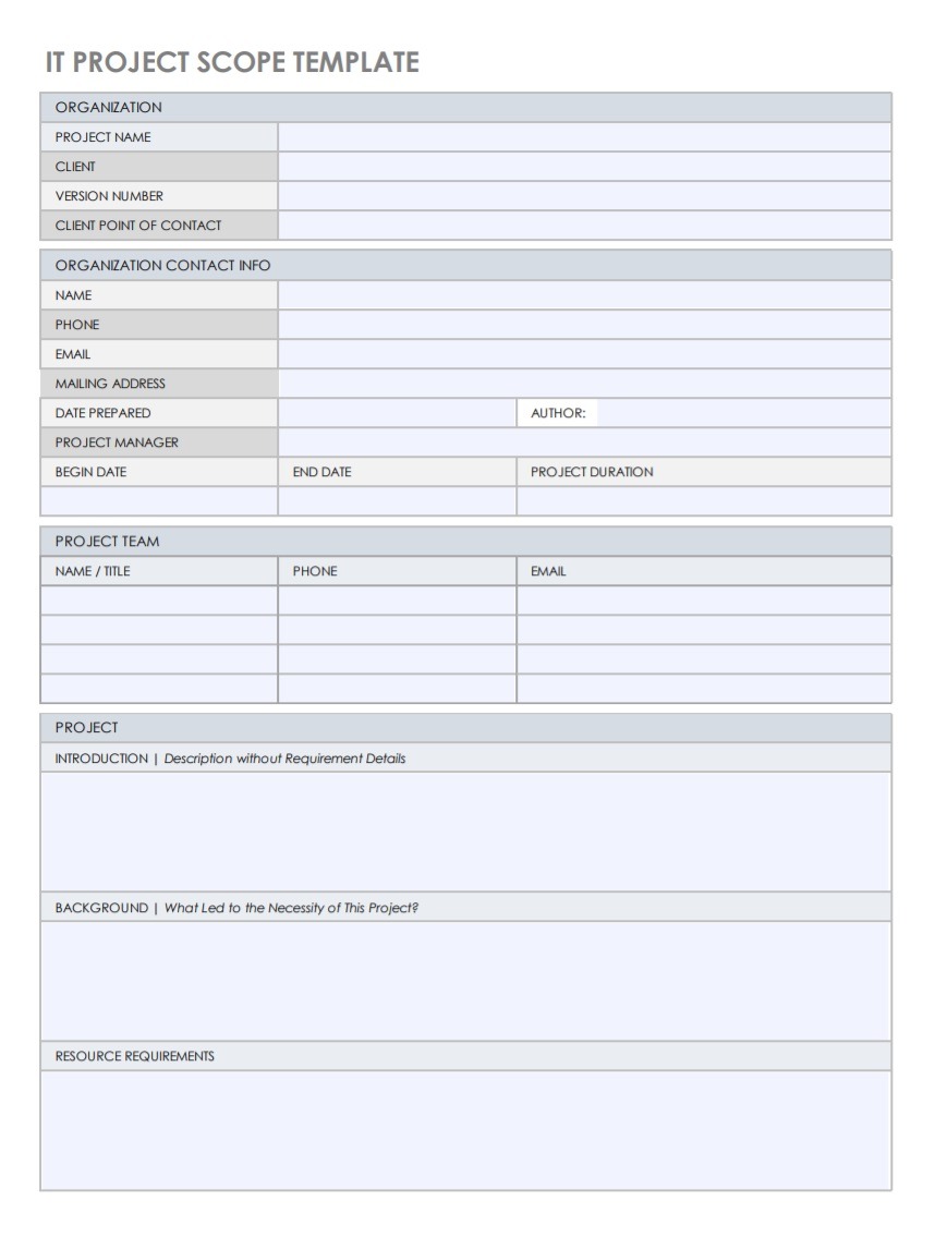 Project Scope Templates | Free Word Templates