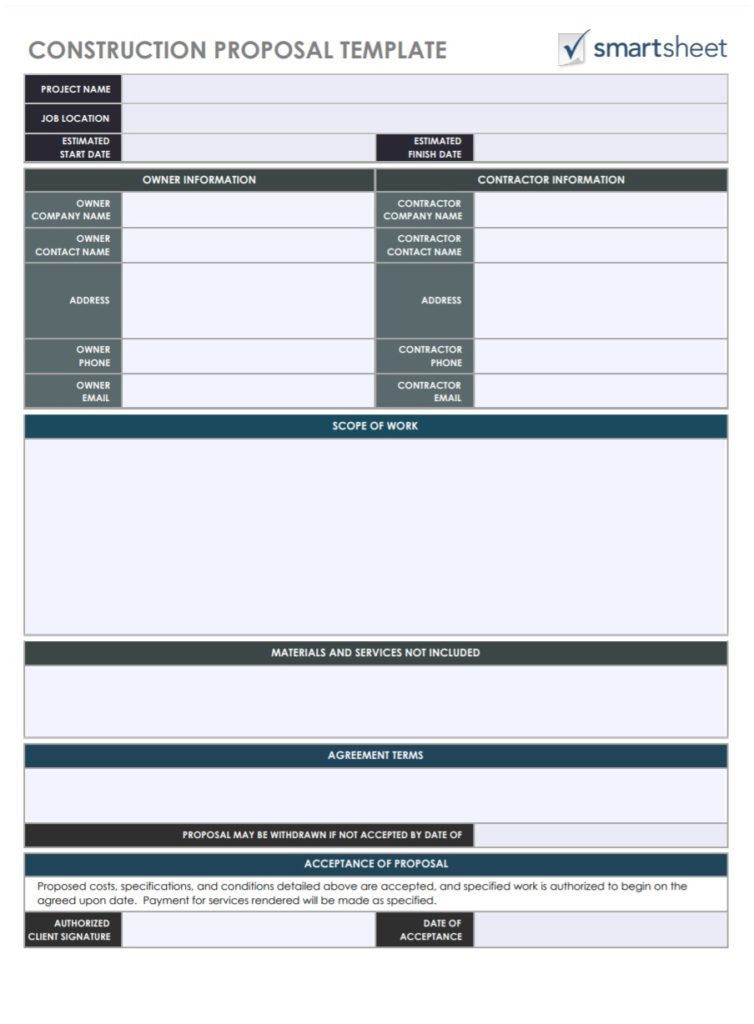 Construction Proposal Template | Free Word Templates