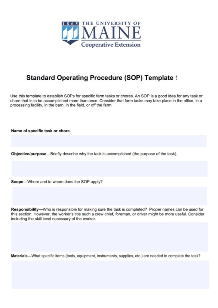 Standard Operating Procedure Template | Free Word Templates