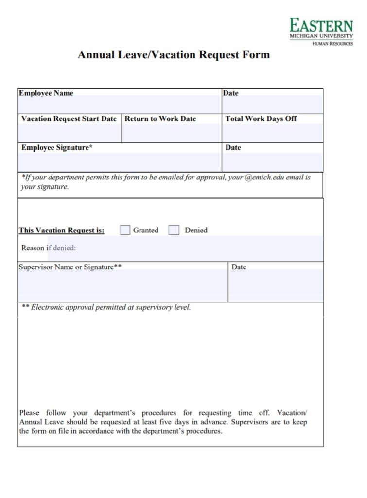 Vacation Request Form