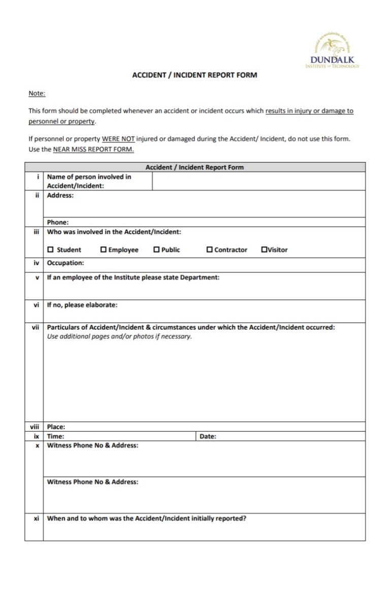 Incident Report Template | Free Word Templates