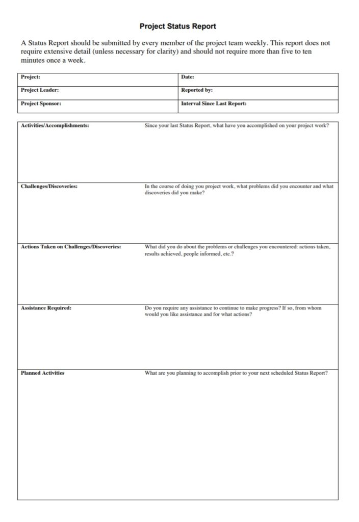 Status Report Template | Free Word Templates