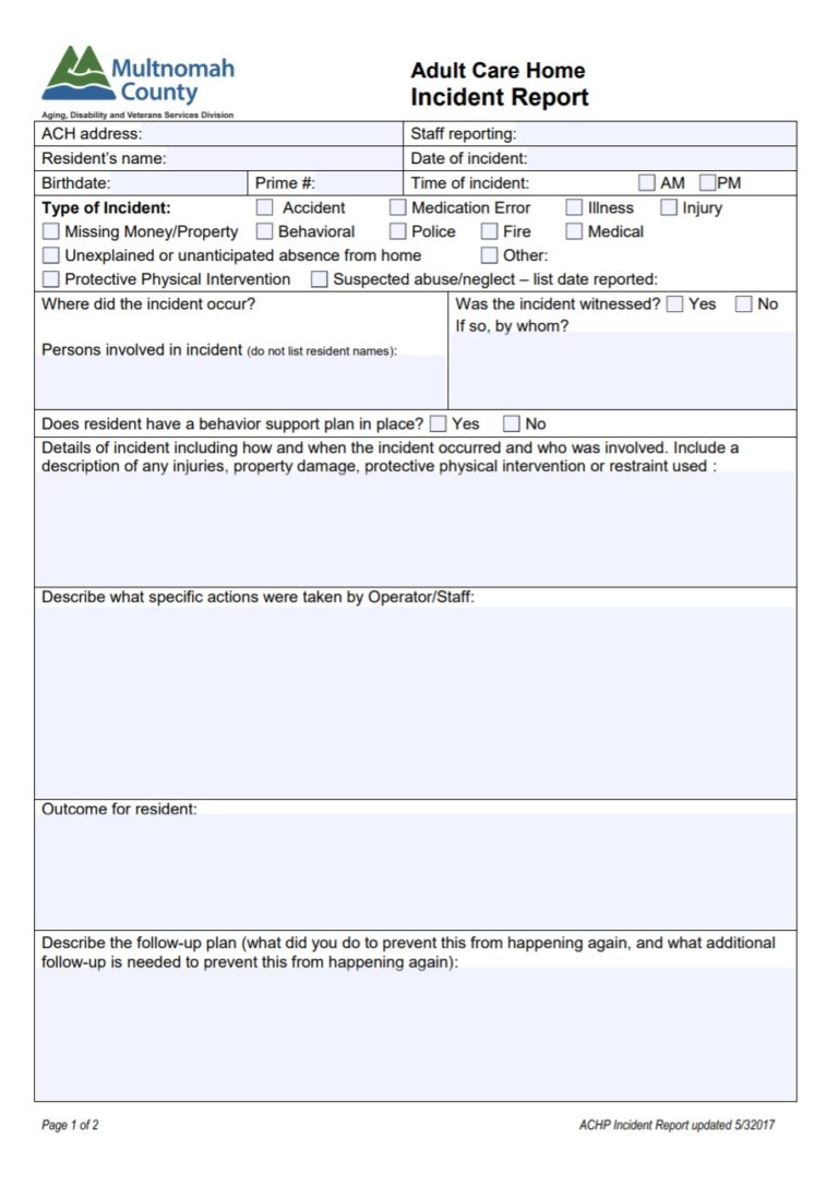 Incident Report Template | Free Word Templates