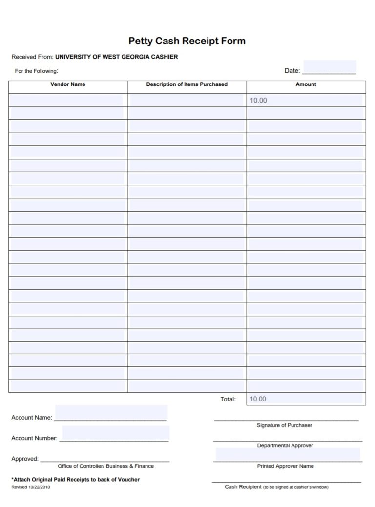 Cash Receipt Template 