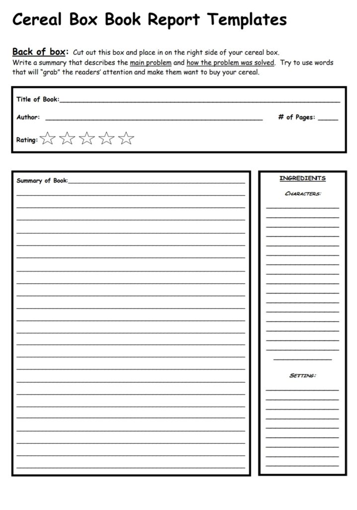 book report template for grade 3