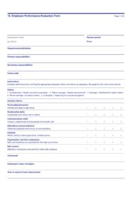 Performance Evaluation Form | Free Word Templates