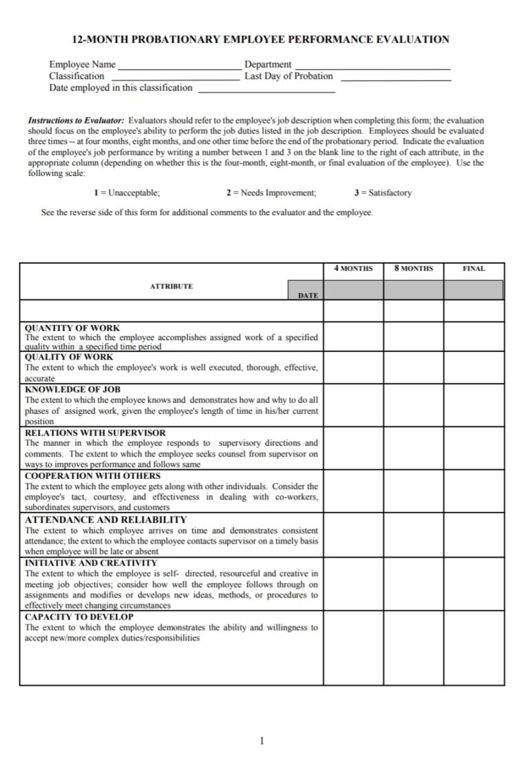 Performance Evaluation Template | Free Word and Excel Templates