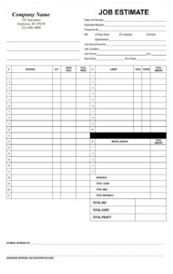 Job Estimate Template | Free Word Templates