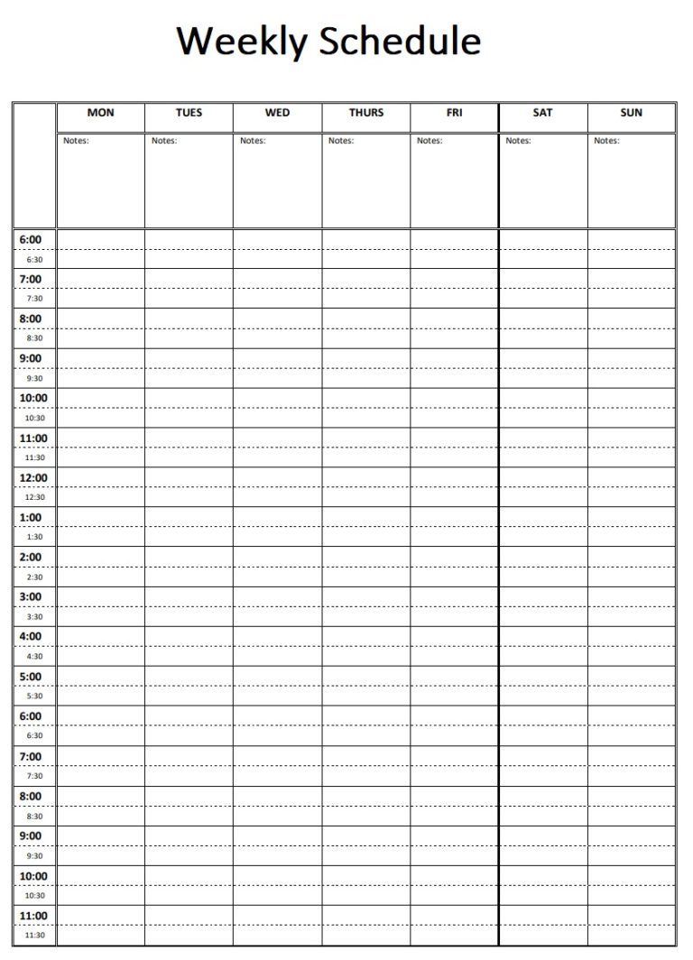 Weekly Schedule Template | Free Word Templates