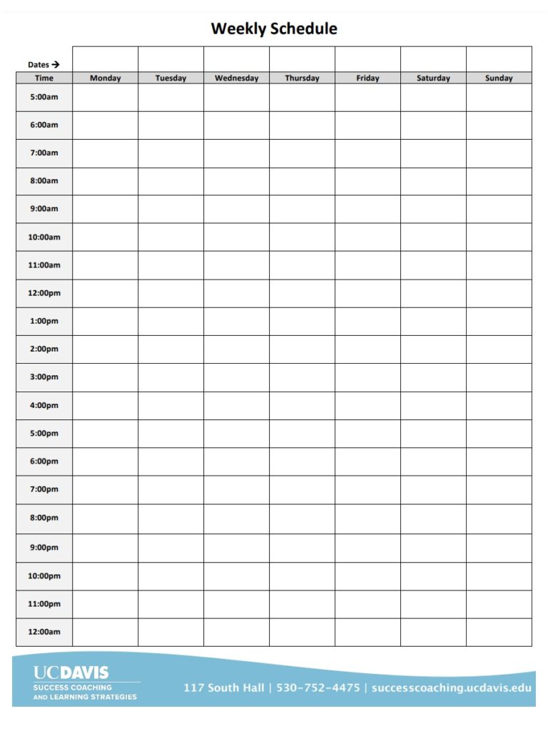 Weekly Schedule Template | Free Word Templates