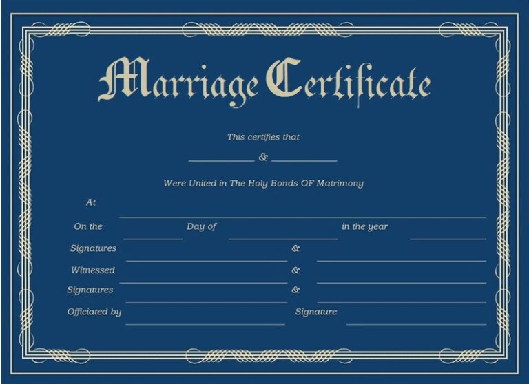 Marriage Certificate Template Free Word Templates 9840