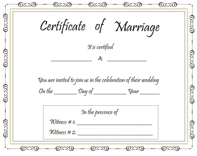 Marriage Certificate Template Free Word Templates 9736