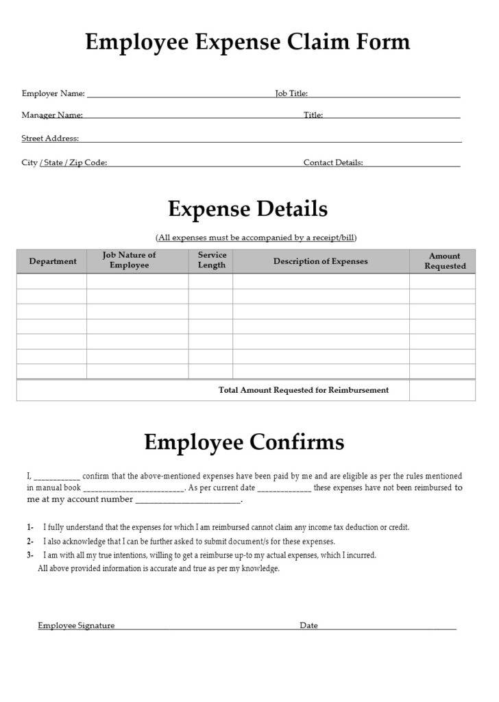 Expense Claim Form | Free Word Templates