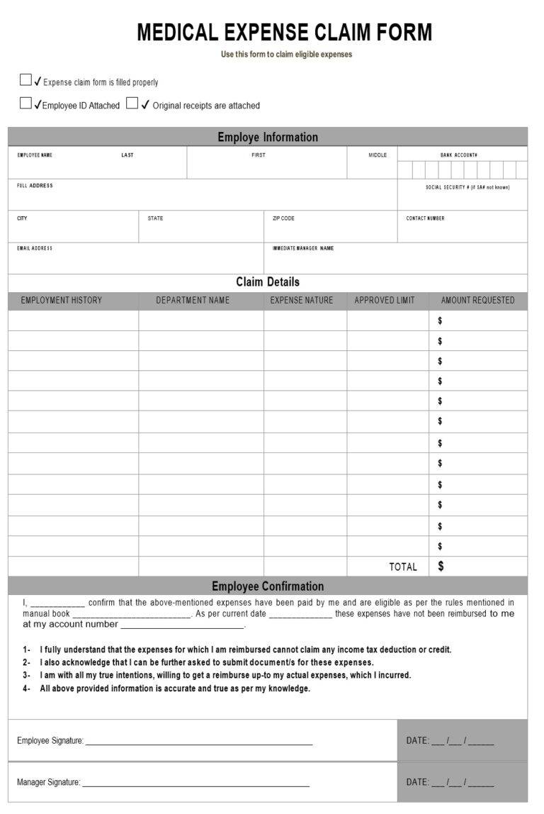 Expense Claim Form | Free Word Templates