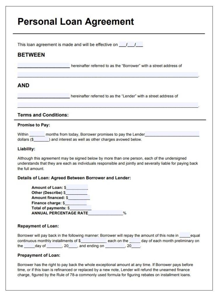 Loan Agreement Template | Free Word Templates