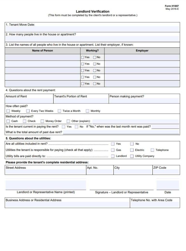 Tenant Verification Form | Free Word Templates