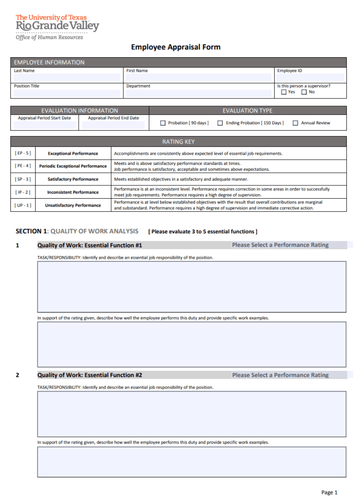 Performance Appraisal Form | Free Word Templates