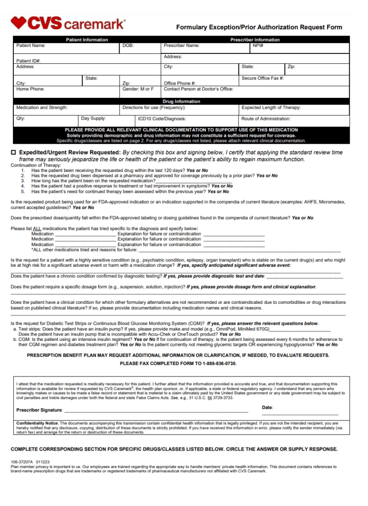 Prior Authorization Form 