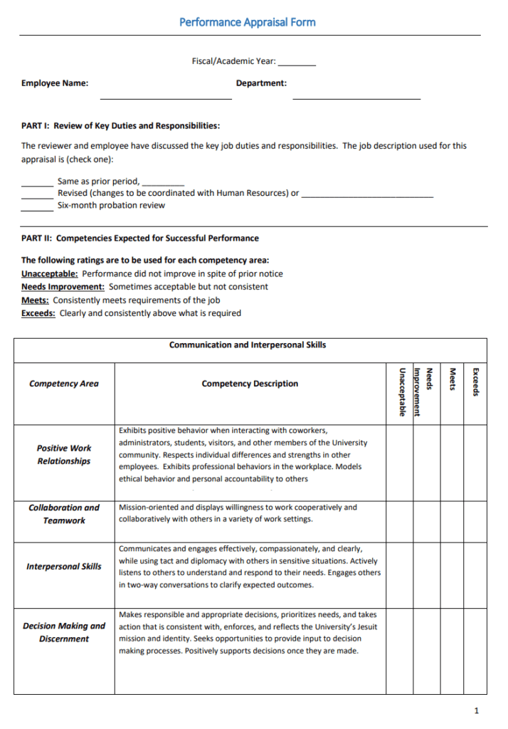 Performance Appraisal Form | Free Word Templates