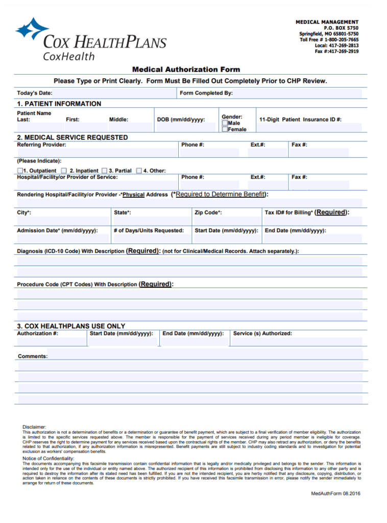 Medical Authorization Form | Free Word Templates
