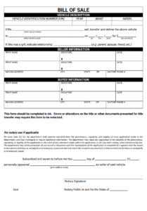 Bill Of Sale Form 