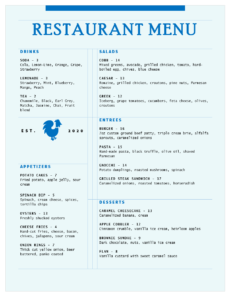 Free Restaurant Menu Templates | Free Word Templates