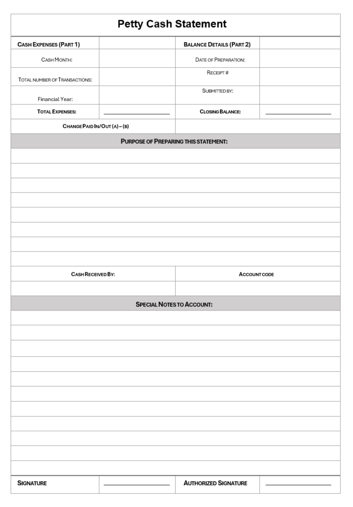 Petty Cash Template | Free Word Templates