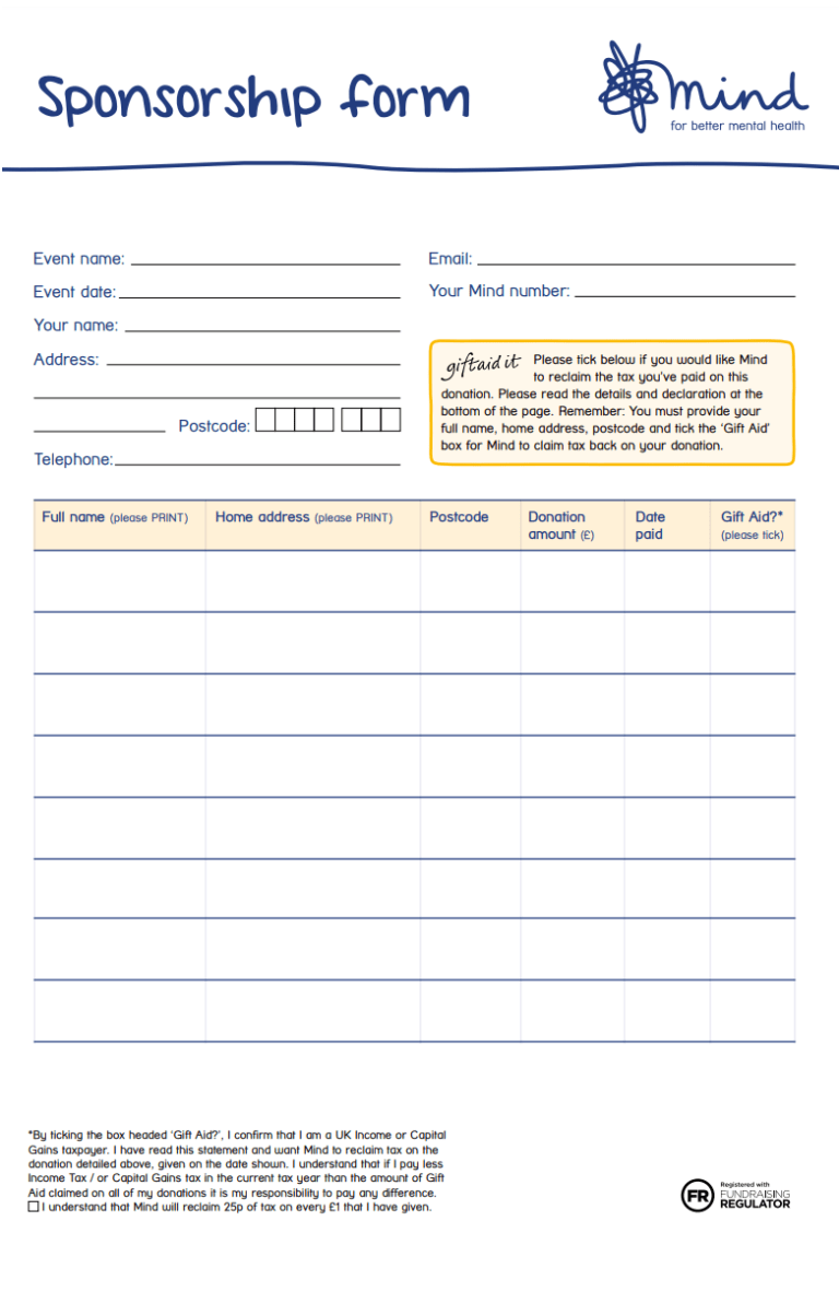 Sponsorship Form Template 