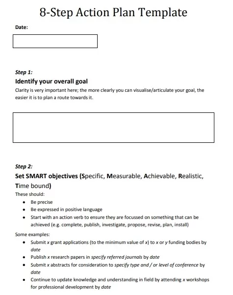 8 Step Action Plan Template