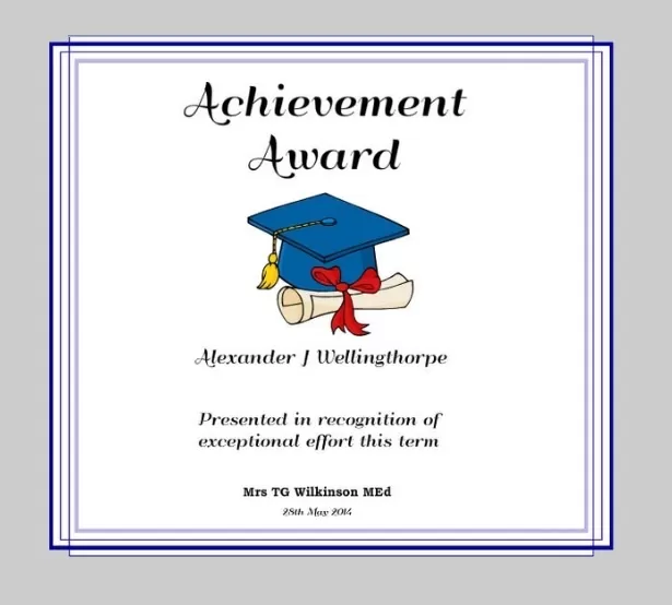 Achievement Award Certificate Template