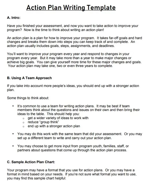 Action Plan Writing Template