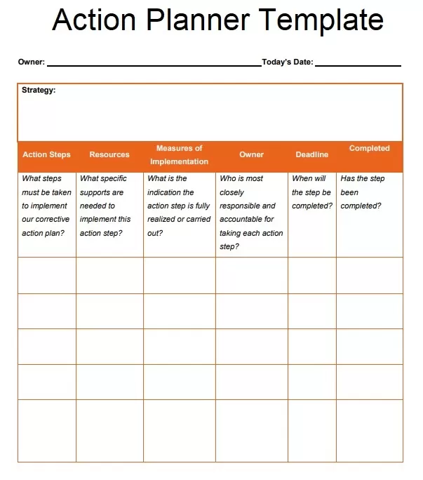 Action Planner Template