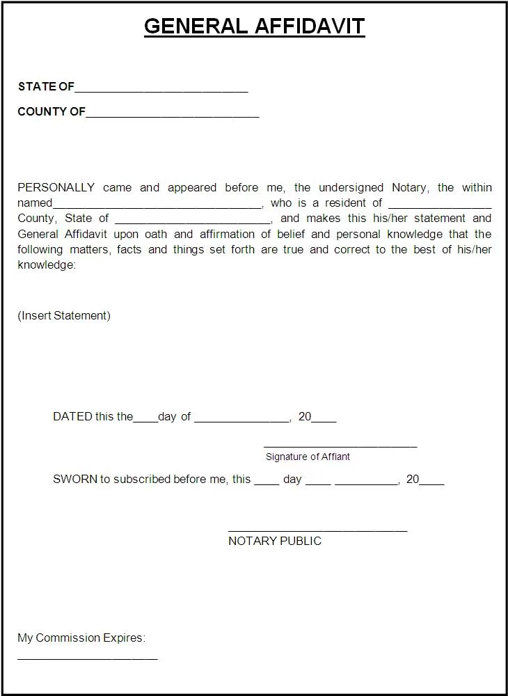 Affidavit Form