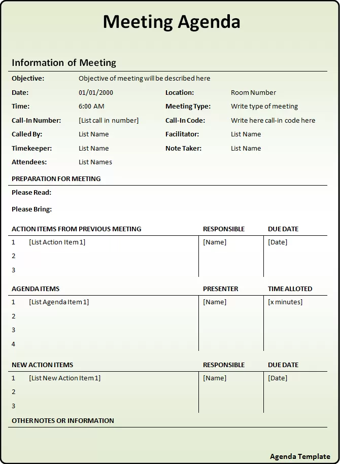 Agenda Template