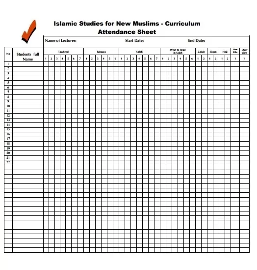 Attendance Sheet Example