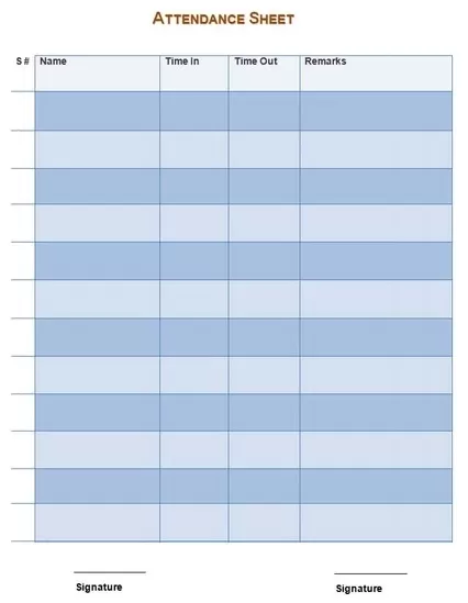 Attendance Sheet Format