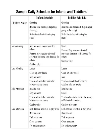 Baby Daily Schedule Template