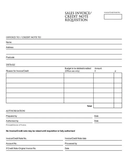 Blank Credit Invoice Template