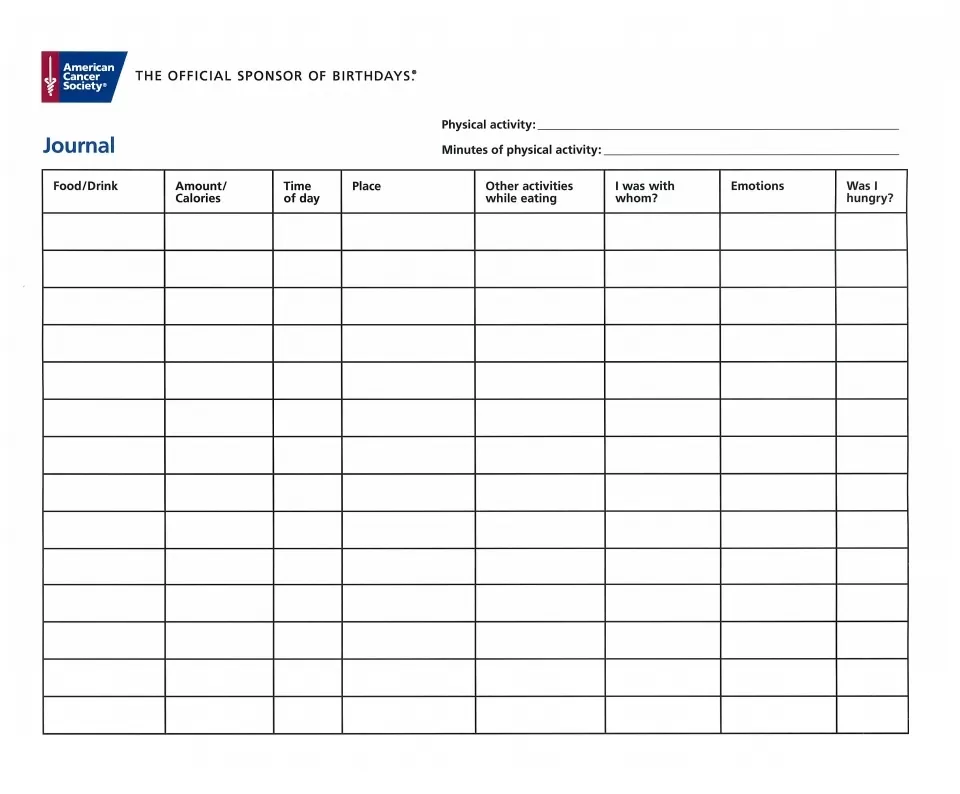 Blank Food Journal Template