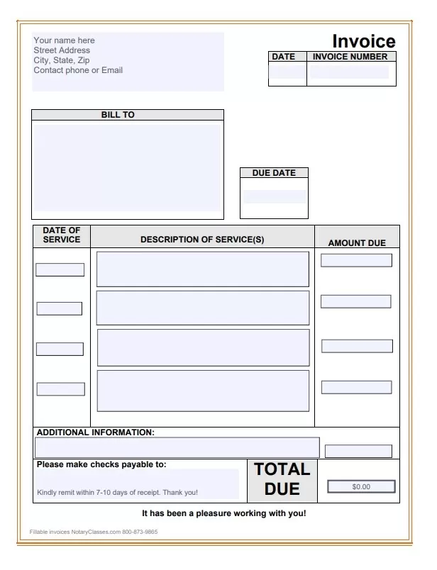 Blank Invoice Template PDF