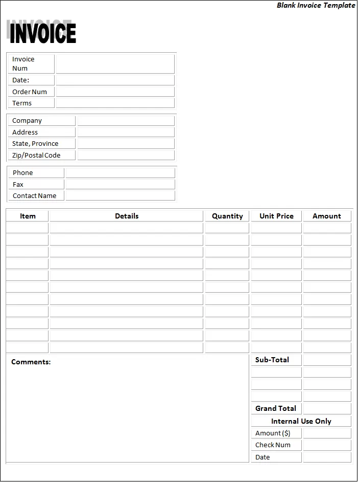 Blank Invoice Template