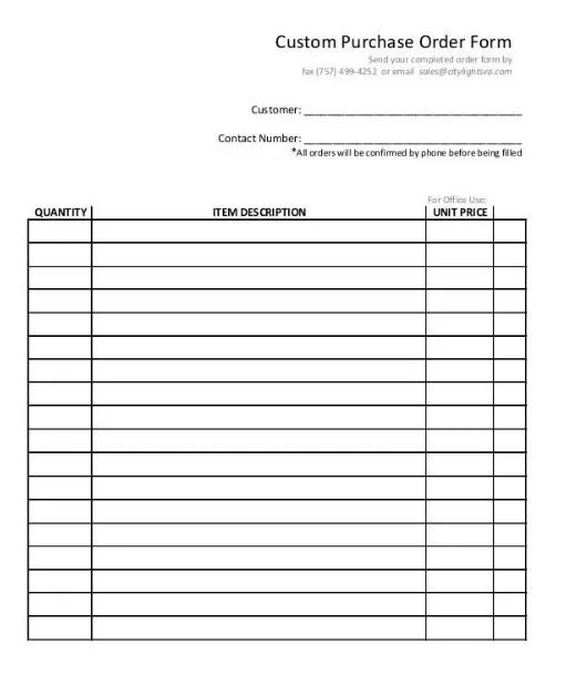 Blank Purchase Order Template