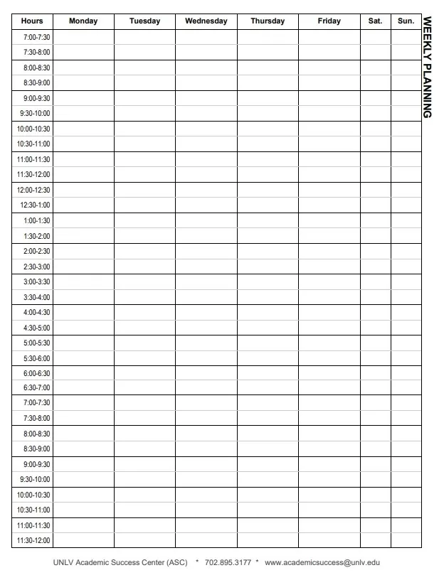 Blank Weekly Planner Template